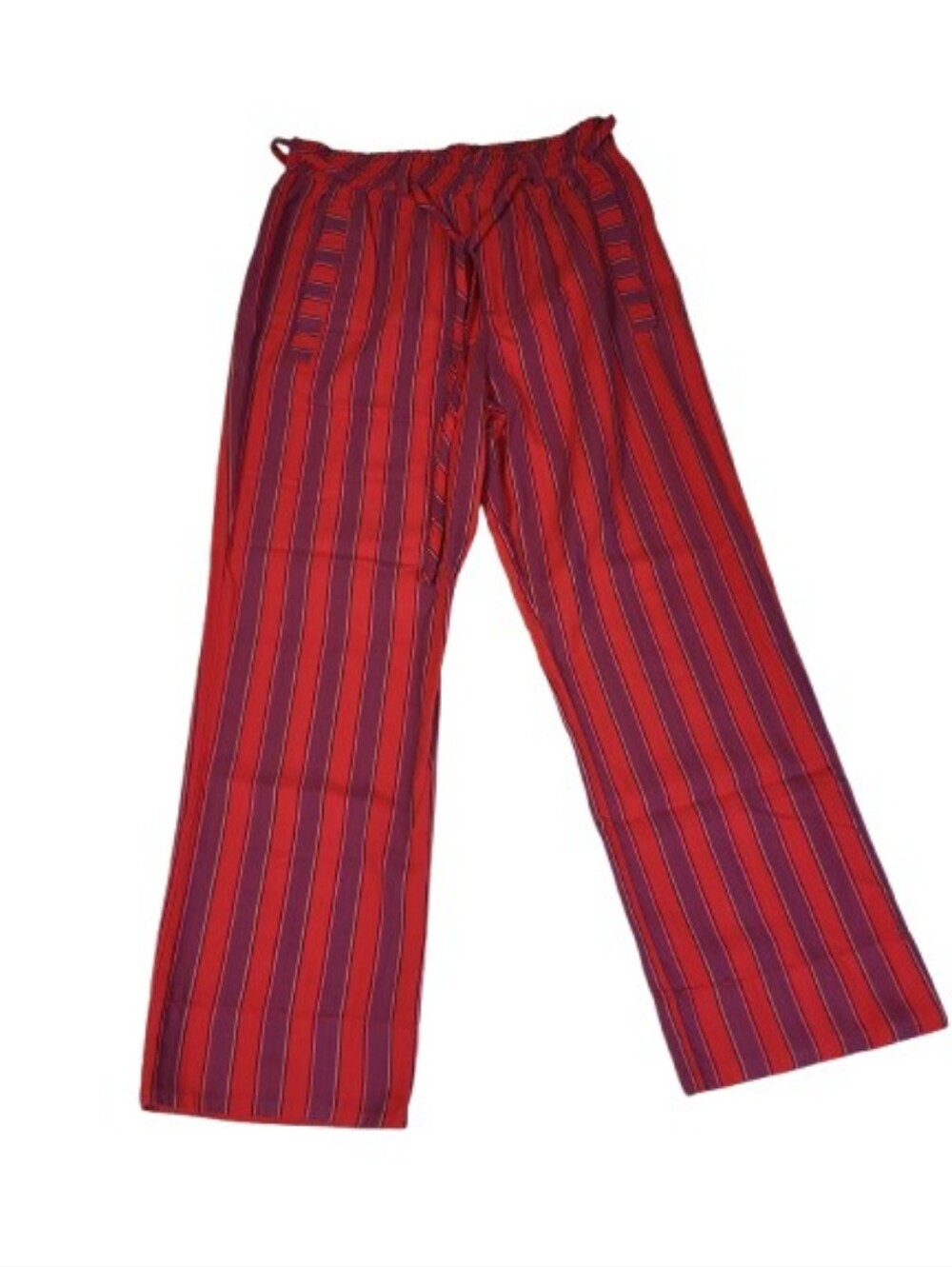Free‎ People Marielle Pull On Pants Stripes Red Purple Cotton Relaxed Trousers S